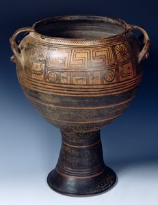 幾何学的なパターンで装飾されたリーブ、ミロス島、紀元前720年頃（セラミック） 作： Greek